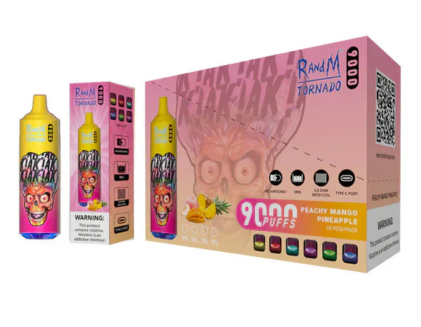 Puff 9000 RandM Tornado Peachy Mango Pineaple  - PACK 10