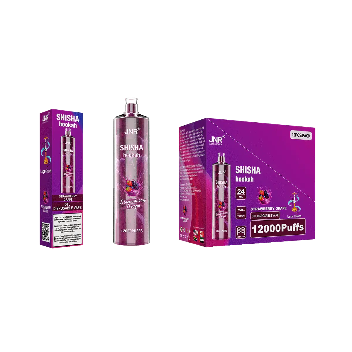 Puff 12000 Shisha Strawberry Grape - PACK 10