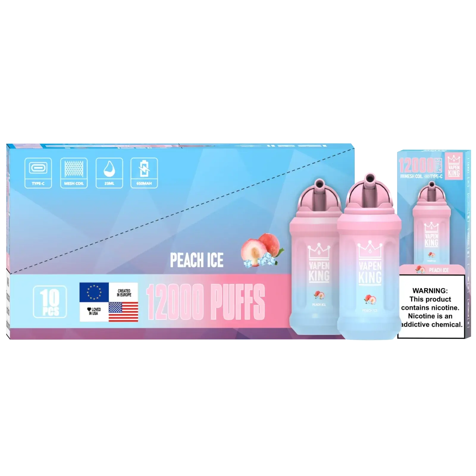 Puff 12000 Vapen King Peach Ice - PACK 10