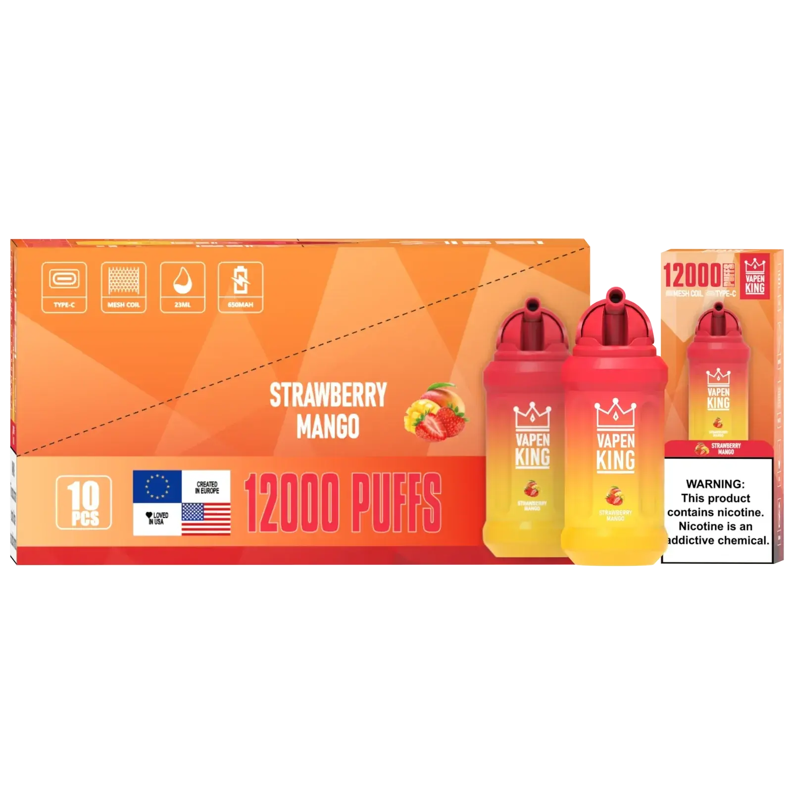 Puff 12000 Vapen King Strawberry Mango - PACK 10