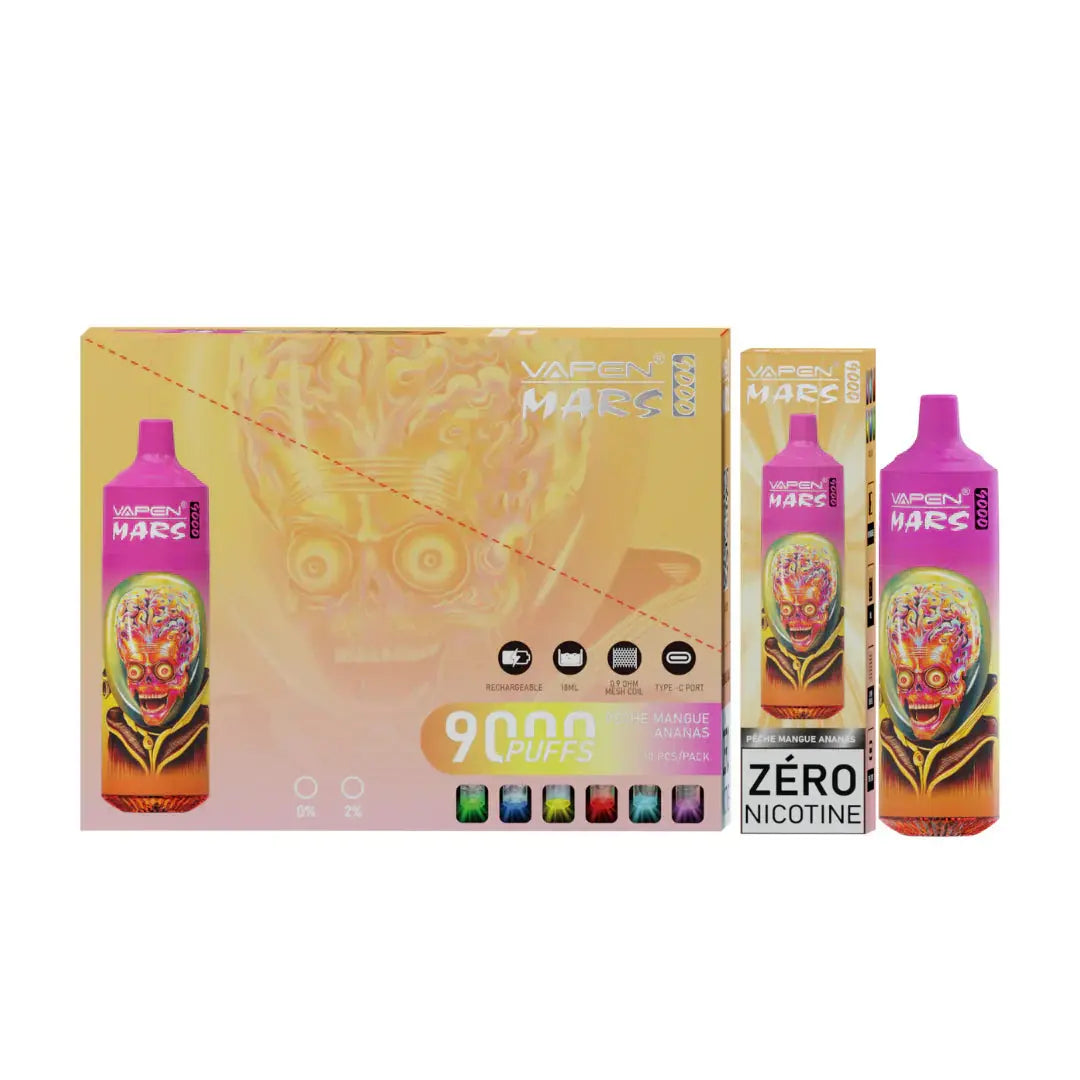 Puff 9000 Vapen Mars Pêche Mangue Ananas - PACK 10