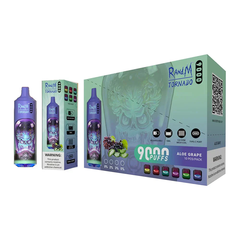 Puff 9000 RandM Tornado Aloe Grape - PACK 10